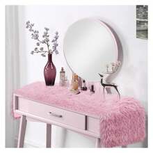 Pink Table Runner 36 Inch, FluffyFur Dresser Runner For Bedroom Nightstand, Pastel Pink Table Scarf For Coffee Table, Wedding Decor - Multicolor 601 - View 7