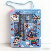 6 Pieces/Set Crayon Shin Chan Cartoon Ruler Eraser Notebook Set, Creative Drawing Office Supplies Shin Chan Stationery Set Gift (Some Parts May Come Randomly)