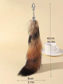 美国大狐狸尾巴吊坠饰品汽车包挂件钥匙扣汽车挂件书包挂件返校季礼物钥匙扣挂件尾巴钥匙扣女士礼物浣熊尾巴钥匙扣汽车配饰 - 彩色 - 查看 4