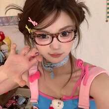 1pc Leopard Eyeglasses Frame (No Lens), Tortoise Round Eyeglasses, Cute No Lens Vintage Decorative Eyeglasses, Fashion Style - 豹紋眼鏡框 + 黑色眼鏡框 - 查看 5