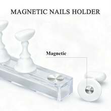 Magnetic Nail Stand Press-On & Acrylic Nails – Pcs Transparent Double-Sided Adhesive Nail Art And Design, Home Or Salon Use (Pink) - Pink - View 9