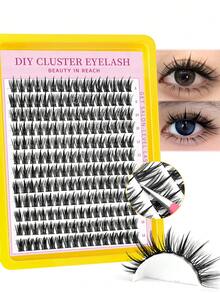 384/192 Cluster Beginner-Friendly Single-Knot Light Brown C-Curl Tapered Tip False Eyelashes | Fluffy DIY Cluster Fake Lashes 8-18mm Mixed Length | Easy To Wear Natural Lengthening Lashes, Suitable For Daily/Party And All Eye Shapes - C - View 11