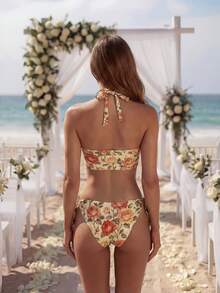 New Arrival Floral Print Bikini Two Pieces Swimsuit, Bohemian Tie Front Tie Back Vacation Style Beach Party Club Stage Performance Sexy - Bohemia - View 7