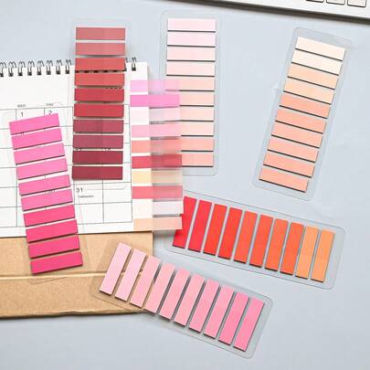 200 Pieces, 1 Package Of 1 Style, European Retro Color, Fluorescent Color, European And American Retro Color PET Transparent Sticky Notes, Index Stickers, Morandi Color Sticky Notes, Instruction Stickers, Classification Marking Stickers