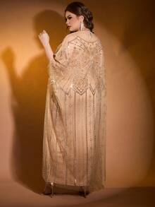 JINLICX Opulent Beaded Robe Gold Evening Dress Suitable Luxury Evening Dresses For Weddings - Champagne - View 5