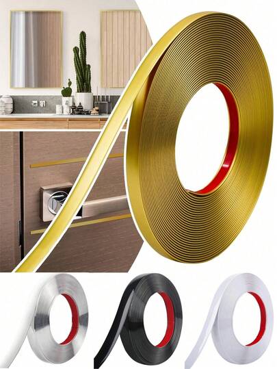 5米卷装装饰PVC条，高光镜面PVC自粘装饰条，3D墙贴，家具包边，镜面装饰条，适用于墙面、屏风、客厅镜面装饰、天花板和墙框，家居和办公装饰