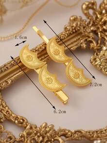 Herseygold 1pc Middle Eastern Arabic Bridal Jewelry Totem Crescent Moon Shaped Hair Clip, Holiday Headdress For Women, Daily Wear, Friend Gift - Gold - View 4