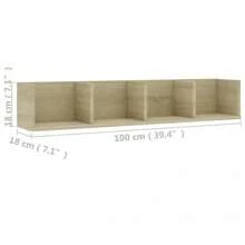vidaXL Wandregal für CDs Eiche Sonoma 100x18x18 cm Holzwerkstoff - Verschiedenfarbig - Übersicht 6