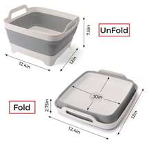 2.4 Gal 9L Collapsible Dish Basin Foldable Wash Basin With Drain Plug Portable Dish Tub Space Saving Multiuse Sink Tub For Baby Bottles Fruit Vegetable Kitchen Laundry Picnic Camping (Gray) - xám - Xem 2