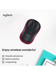 Logitech M185 Wireless Office Mouse: Plug And Play, Driver-Free, Long Battery Life, 1000DP, Precise Tracking, Quiet Button Design, Compatible With Both Laptops And Desktops. - Red - View 3
