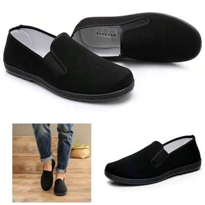 Chino Kung Fu Zapatillas de lona para artes marciales tai chi, suela de goma, unisex, negro