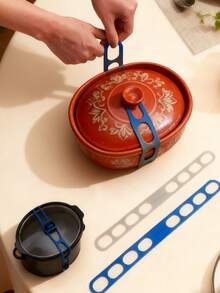 Silicone Universal Reusable Box Strap, Lid Latch, Reusable Universal Lid Strap For Slow Cooker, Strong Grip, Easy To Use, Adjustable, Versatile Lid Fastening Solution, Great For Home, Office And Outdoor Use, Easily Transport Your Favorite Dishes With Just One Simple Strap - Multicolor - View 6