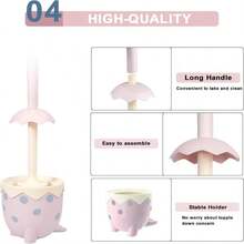 XXFLOWER Dinosaur Shape Toilet Brush, Cute, Compact, 1-Pack, Pink, TPR Bristles - ColorB - 查看 5