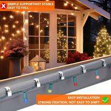 Gutter Clips For Hanging Outdoor Lights, Metal Christmas Light Clip For Outside String Lights, Weatherproof Gutter Hooks For Xmas Halloween Seasonal Rope Shingle Roof Holiday Decor - 50 - View 6