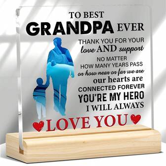 1 件装，亚克力爷爷感谢牌桌面装饰牌，带支架，爷爷的礼物，孙辈的祝福礼物，生日，圣诞节，父亲节，房间装饰，家居装饰，男士礼物，办公桌装饰，桌面装饰，卧室装饰，办公桌配件，桌面配件，迷你礼物 - 致敬最棒的爷爷！