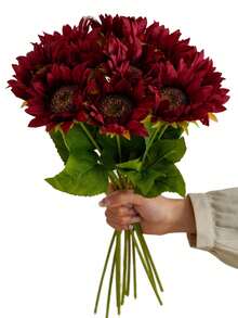 5pcs/Set Artificial Sunflower Stems, Home Living Room Wedding Decor Fake Flowers Photography Props - Multicolor - View 12