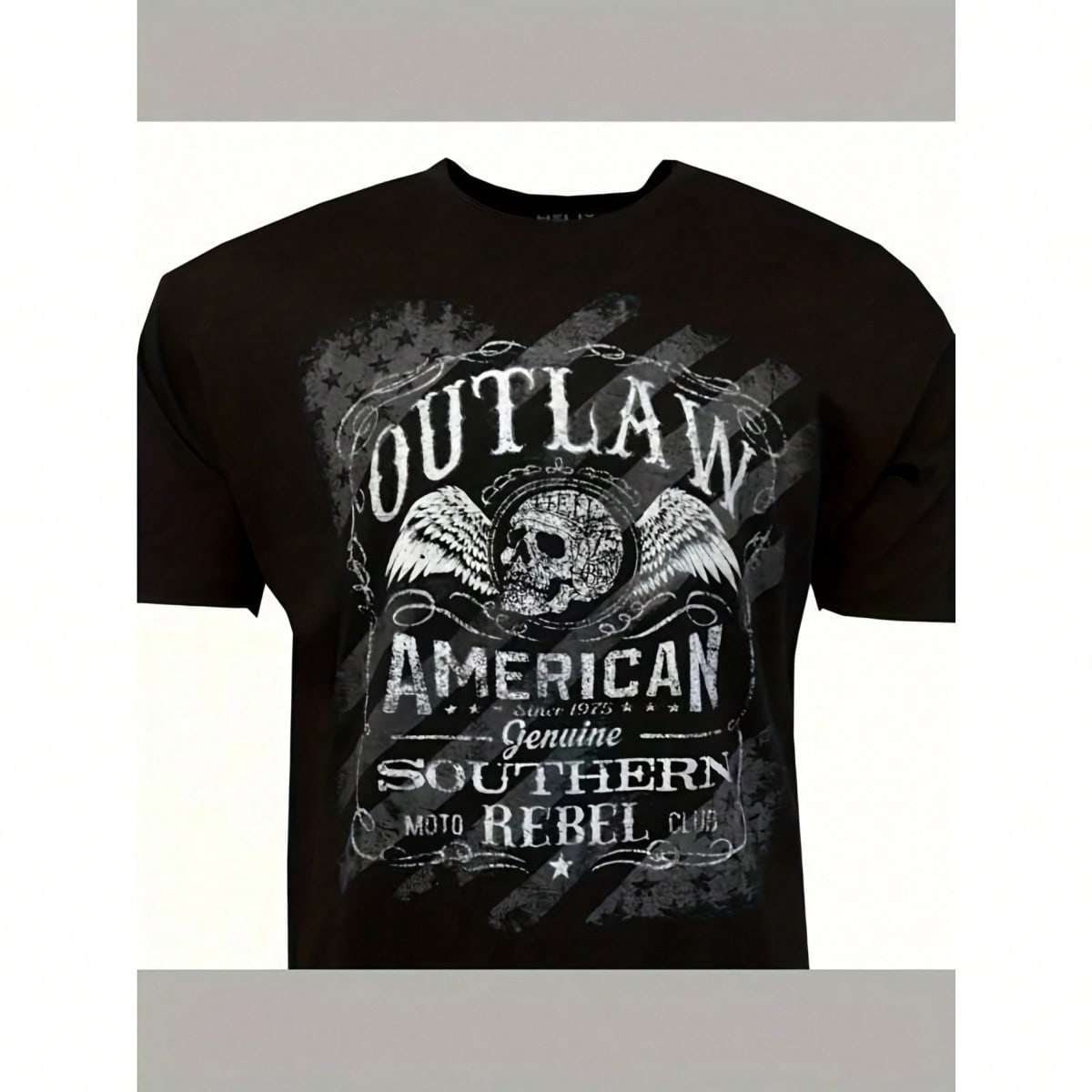 [Sporty T-Shirt]Men’s Heavyweight 100% Cotton Southern Rebel T-Shirt – Outlaw Motorcycle Design With Skull & Wings, Western Boots-Like Graphics, Soft Round Neck Casual Tee For Concerts, Rallies & Daily Wear – Machine Washable (OutlawRelaxed Plus Size T-Sh