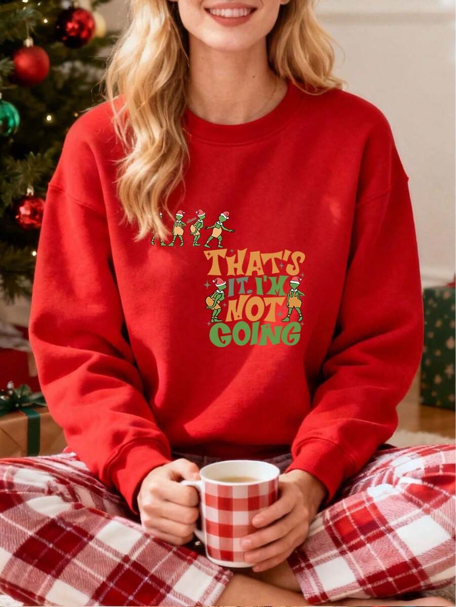 Playera con estampado de tortugas navideñas, sudadera para mujer, ideal para fiestas de Navidad, regalo para ella, estilo divertido y festivo, cómoda y cálida para ocasiones casuales - Rojo - Ver 1