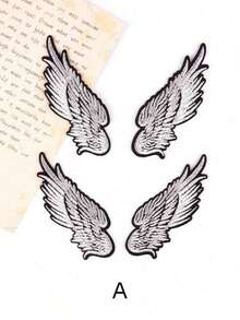 Embroidered Gold & Silver Angel Wings Patch, Embroidered Cloth Patch Applique, Iron-On Patch For Jackets, Bags, Hats, Shoes And Jackets