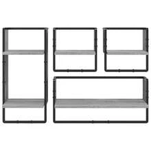 Set di mensole da parete vidaXL con aste, 4 pezzi, grigio Sonoma - Multicolore - Visualizzare 4