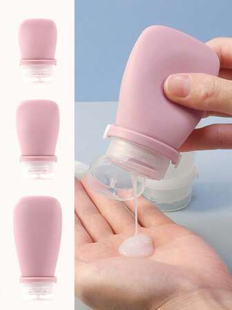 1 Set de Botellas de Viaje de Silicona, Champú, Cosméticos, Contenedores Rellenables de Loción, Diseño a Prueba de Fugas, Tamaños de 30ml, 60ml, 90ml