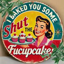 Rustic Metal Wall Art,Bake Quiet "Vintage Hush-Hush Cupcakes" Wall Decor - Cafe & Bar