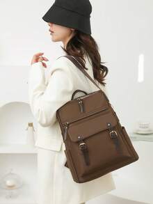 防盗尼龙双肩包，女士钱包，多功能时尚日常包，轻便旅行包，多口袋设计，大容量简约双肩包，便捷双肩包，适合学生、护士、教师、商务人士、旅行、通勤、购物、办公、约会、徒步、训练、工作等各种场合，生日礼物、节日礼物，背包 - 彩色 - 查看 9