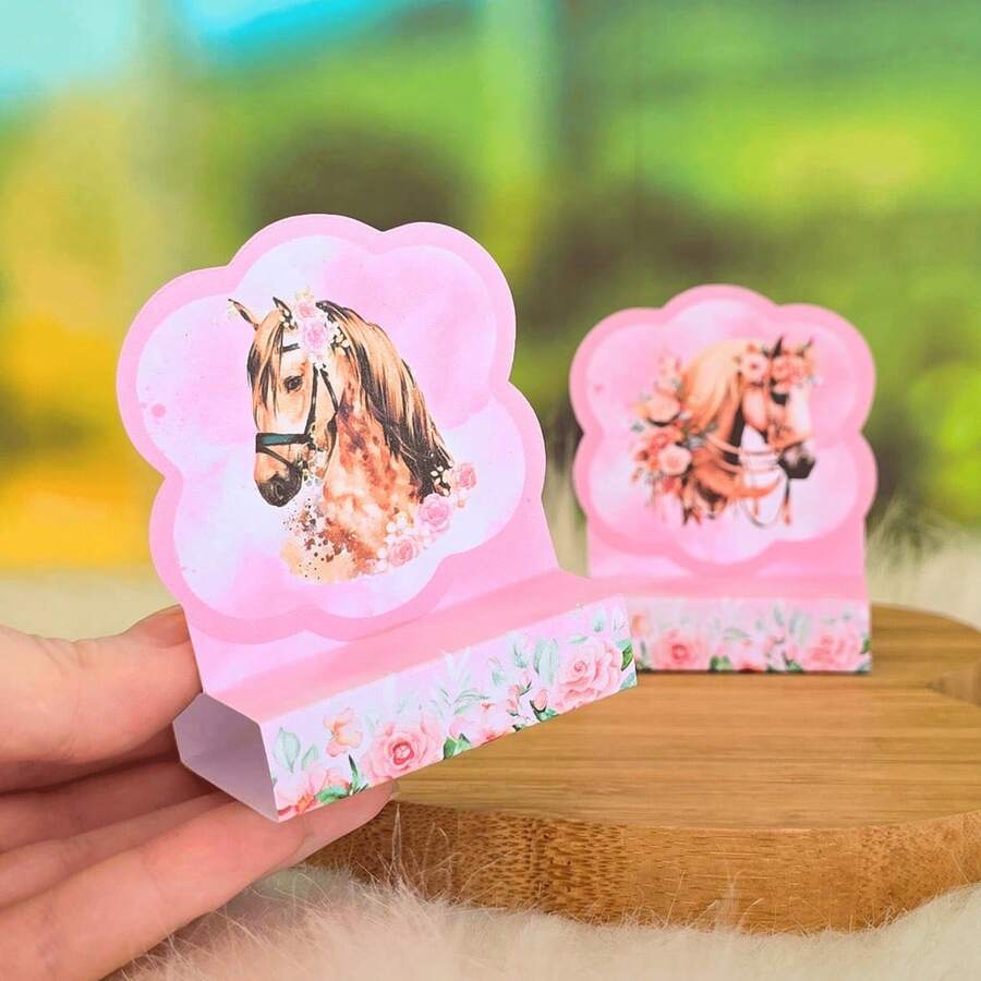 20 Porta Bis duplo - CAVALO ROSA menina Haras Conwtry Cowgirl - Lembrancinha de festa infantil - PEGUE E MONTE - Multicolorido - Visão 1