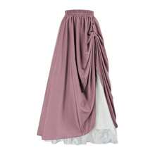 Falda acampanada de dos vas con cintura elstica para mujer, estilo steampunk, estilo casual, color dorado, talla S - inicial - Ver 1