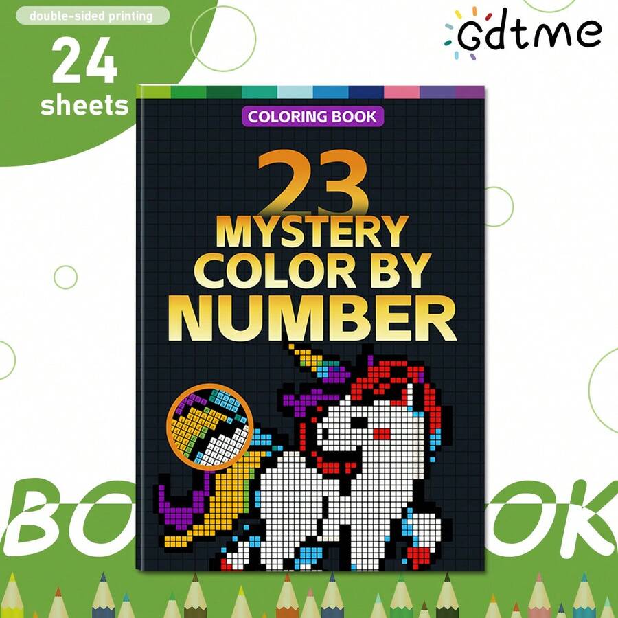 GDTME 1pc Numbered Coloring Book; Simple To Color, Contains Various Cute & Vibrant Patterns, Suitable For Colored Pencils And Markers, Ideal Christmas Gift, Stocking Stuffer, Fun Present, Christmas Gift For Dad - Multicolor - View 1