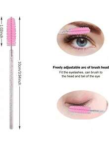 50/100支装一次性睫毛膏刷，尼龙刷毛睫毛刷，无香型眉毛延长器（带ABS塑料杆），适合中性肌肤 - 粉色和黑色刷头套装，日常必需品，返校用品，女士礼物，圣诞礼物，家居装饰