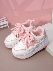 儿童四轮滑鞋，可拆卸轮子运动鞋，系带式Heelys轮滑鞋，男女童时尚休闲鞋 - 粉色 - 查看 8