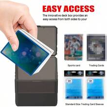 Ms de 200 fundas para tarjetas porttiles duras, MTG, TCG y tarjetas deportivas, etc. Juego de tarjetas de juego, el juego contiene 12 cajas de almacenamiento transparentes para tarjetas y una bolsa - black + Paquete de 12 - Ver 2