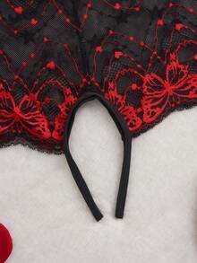 Spring & Summer New Sexy Open-Crotch Floral Lace Panties,Tempting See-Through Non-Removed Briefs, Romantic Couple Intimate Lingerie For Bedroom And Nightclub For Going Out - Black - View 5