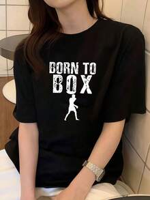 Camisetas Genérico Camiseta de Boxeo Vintage, Camiseta de Entrenamiento para Boxeador, Camiseta de Regalo para Boxeador Camiseta de manga corta de algodón de 220 g, impresión por una cara - Negro - Ver 1