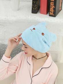 1pc Blue & Pink Teddy Bear Shower Cap, Adult Absorbent Thick Hair Brush, Quick Dry Set, Headband, Shower Cap, Hair Dryer, Shampoo Towel - Multicolor - View 3