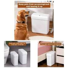 Bathroom Small Trash Can With Lid, 10L/ 2. Gallon Slim Garbage Bin Wastebasket With Press Top Lid Bedroom, Rv, Office, Kitchen, Room - Gói 2 (3 gallon + 2,7 gallon) - Xem 2