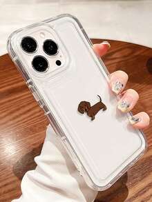 Dog 1pc Cute Dachshund Painted Pattern Transparent Air Cushion Full Coverage Anti-Fall TPU Minimalist Phone Protective Case Compatible With IPhone 17 16 15 14 13 12 11 Pro Max, A55/54/53/52/51, S25/24/23/22/21 Series - Multicolor - View 3