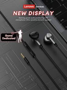 Lenovo Y101 Wired Gaming Headphones, Half In-Ear Style, E-Sports Gaming, High-Definition Voice Call, High-Definition Stereo Sound Effect, 3.5mm & Type-C Interface, Suitable For PC & Smartphone