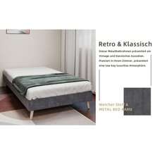 Modern Minimalist Bed Frame, 90x200 Cm, Grey, Dutch Velvet Fabric, Low-Profile Base, Modern Style Bedroom Furniture. Excludes Gas Lift, Headboard, And Mattress. - Grey - View 7