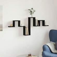 Mensola da parete vidaXL nera, 104,5x10x43 cm, materiale a base di legno. - Multicolore - Visualizzare 3