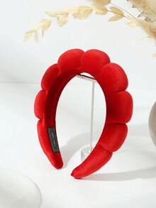 Cute 1pc Fashionable Fabric Hairband For Washing, Spa, Skin Care, Makeup Or Styling, Accessories,Hairband,Hair Hoop Headbands ,Makeup Headband - 紅色 - 查看 2