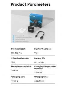 HYUNDAI HY-T02Pro In-Ear Wireless Earphones Bluetooth 5.4 Sports Earbuds HD Call HiFi TWS Headset With Mic - one-size - View 11