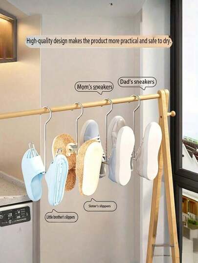 1 Set Of 2 Stainless Steel Shoe Racks, Home Shoe Rack - 2/4 Pcs Stainless Steel Shoe Rack Set, Space Saving With Hooks, For Wardrobe Storage, Unprocessed Metal Structure, Waterproof And Rust-Proof