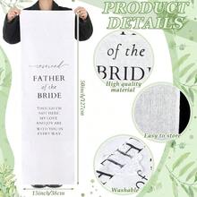 WSXC Father Of The Bride Wedding Memorial Reserved Chair Sign Banner In Loving Memory Of Parents Celebrating From Heaven Wedding Linen Memorial Sign Sympathy Gift For Loss Seat White - 白色 - 查看 2