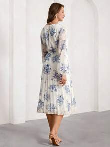 Amorya Damen Lässig Kleid mit Blume Muster und Raffung in Knielänge