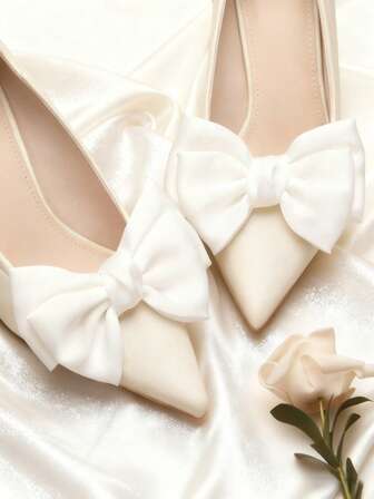 可拆卸白色网状蝴蝶结鞋夹，女士鞋履配饰