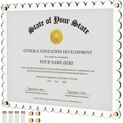 WSXC Certificate Frame 8.5x11 Wall Mount Picture Diploma Document Degree Frame No Drill Clear Acrylic Photo Frame With Adhesive Velcro And Golden Screws For Certificate Pressed Flowers Money Diploma 1Pcs
