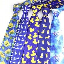 1 Unique Printed Tie Cat Dinosaur Duck Burger Turtle Duck Dog Flower Fun Tie, School Daily, Party, Work Tie