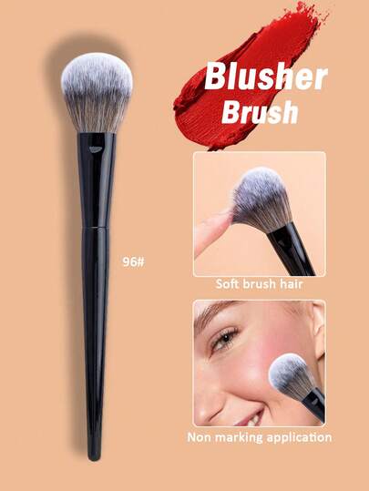 1pc Flat Professional Bronze Blush Brush, Suitable For Blush And Powder Makeup Products